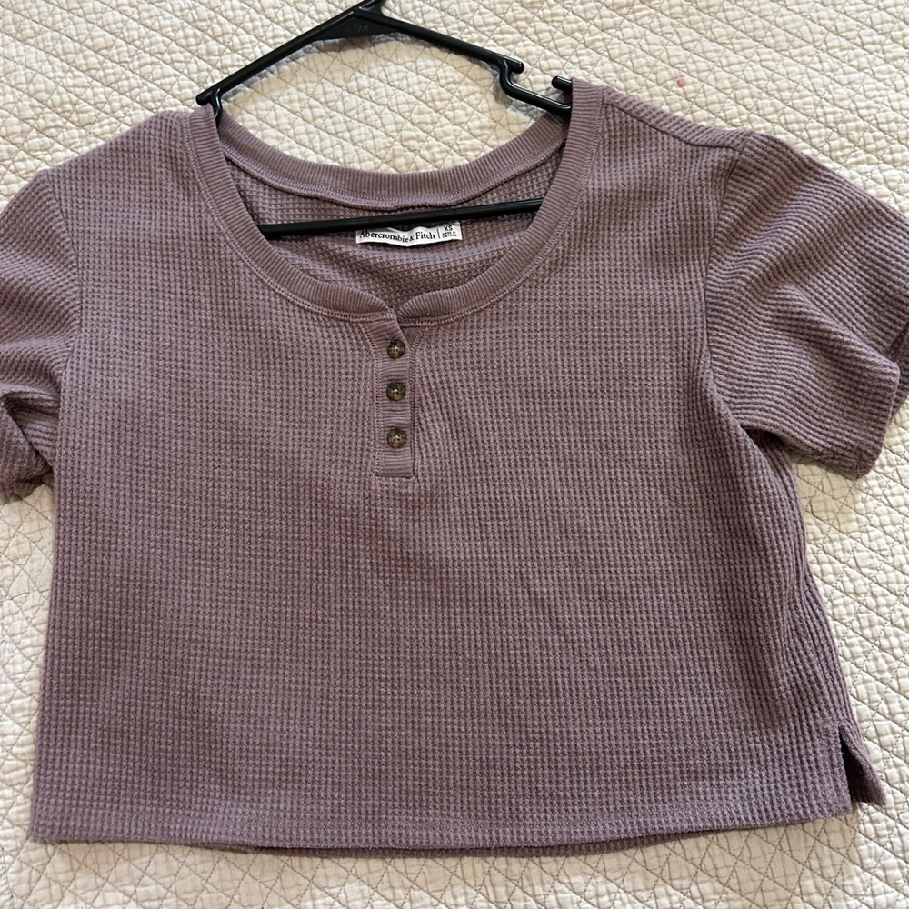 Abercrombie and fitch mauve waffle knit top